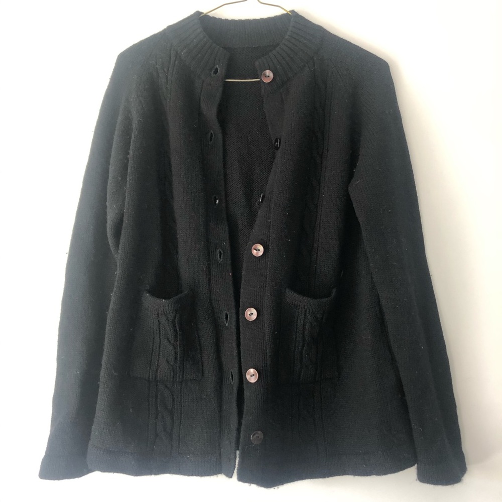 vintage black wool cardigan sweater